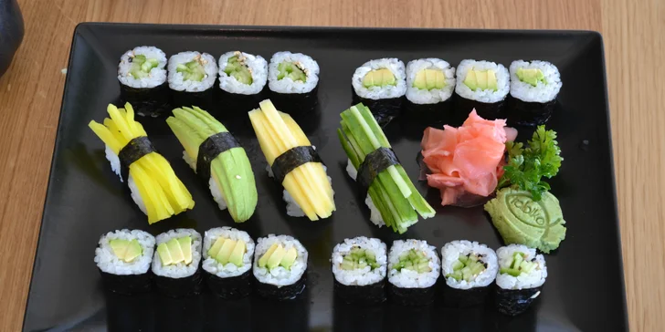 20, 24, 32 nebo 44 ks sushi: vegetariánské i s tuňákem, krabem nebo kaviárem
