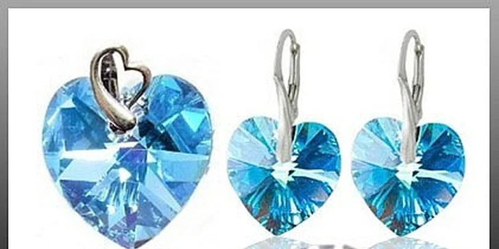 395 Kč za hodnotný stříbrný set Swarovski srdíčka v původní hodnotě 789 Kč