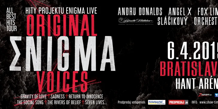Připomeňte si písně skupiny Enigma: vstup na koncert Original Enigma Voices