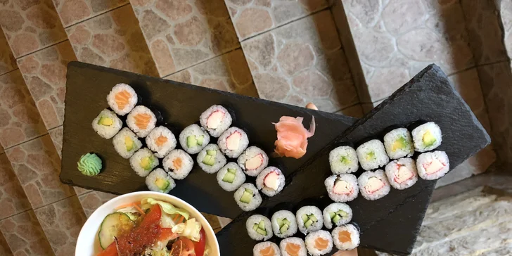 Rolované dobroty: sushi sety 24–58 ks i s vegetariánským salátem Chay