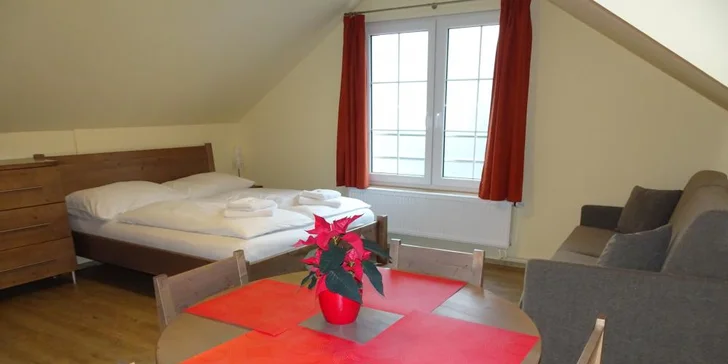 Podle výběru se ubytujete ve studiu nebo apartmánu.