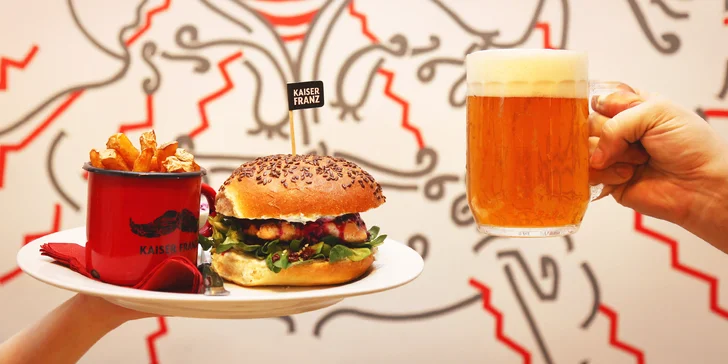Burgerové menu s hovězím masem nebo kozím sýrem na Vinohradech