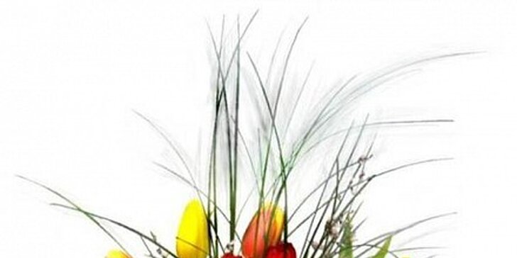 315 Kč za kytici 15 ks holandských tulipánů doplněných zelení