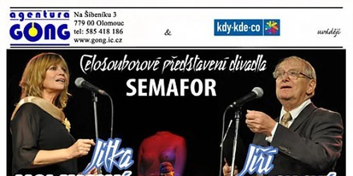 Představení divadla SEMAFOR s J. Suchým a J. Molavcovou nyní za 260 Kč
