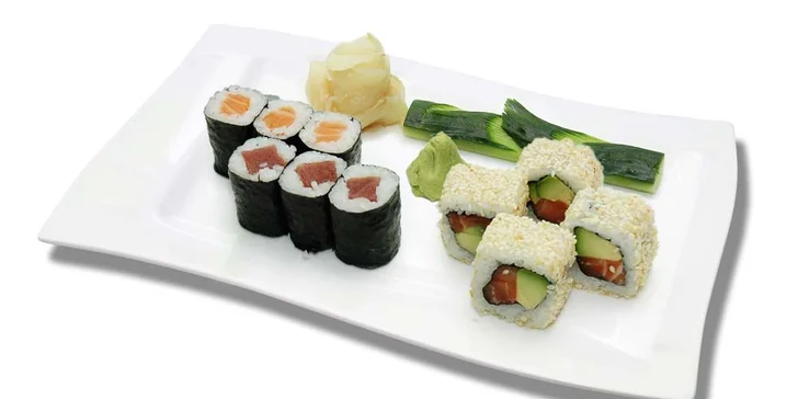 B&B Sushi Bar: 10 až 14 kousků, v nabídce i vege set a set s vínem