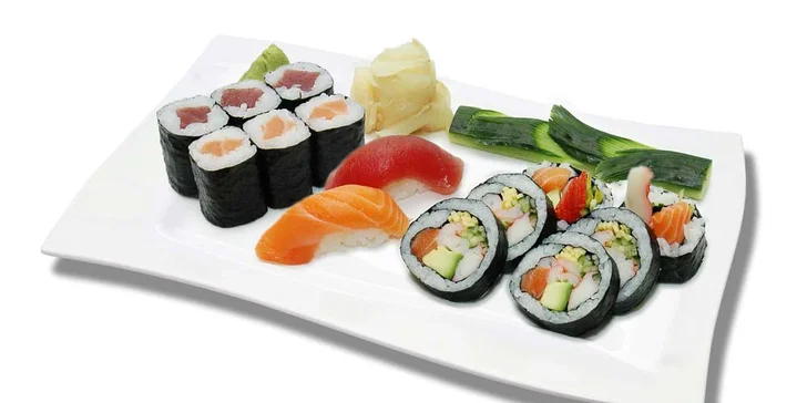 B&B Sushi Bar: 10 až 14 kousků, v nabídce i vege set a set s vínem