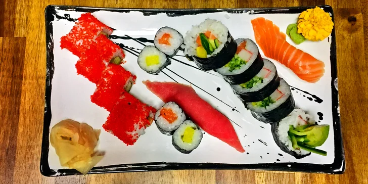B&B Sushi Bar: 10 až 14 kousků, v nabídce i vege set a set s vínem