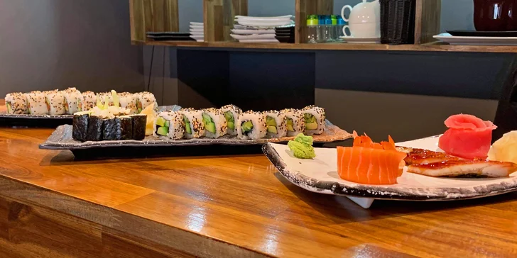 B&B Sushi Bar: 10 až 14 kousků, v nabídce i vege set a set s vínem