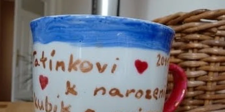 Espresso nebo capuccino a koblížek zdarma k malování na hrníček za 120 Kč