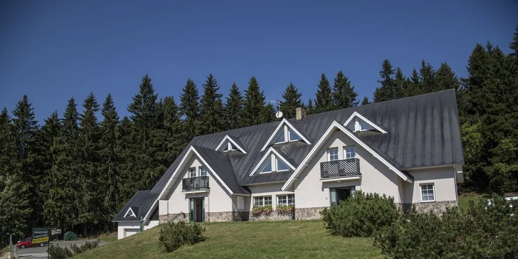 Léto v Janských Lázních u Stezky korunami stromů a polopenze