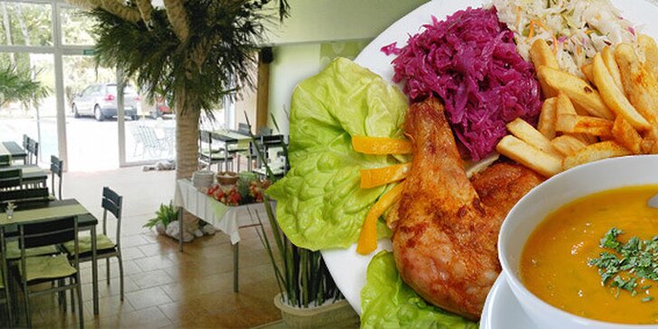 85 Kč za DVA poctivé obědy a DVĚ polévky ve zlínské restauraci Pod Palmou se slevou 50 %.
