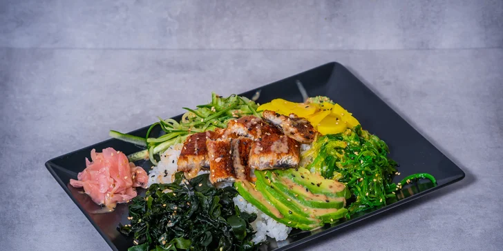 Havajské poke bowl s rybou, krevetami nebo vegetariánské + rozvoz po Praze