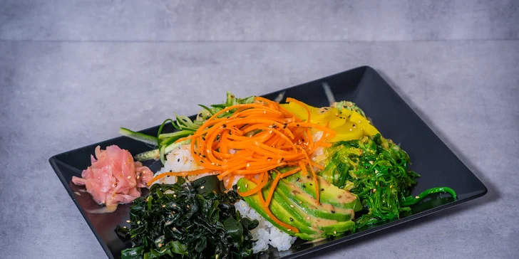 Havajské poke bowl s rybou, krevetami nebo vegetariánské + rozvoz po Praze