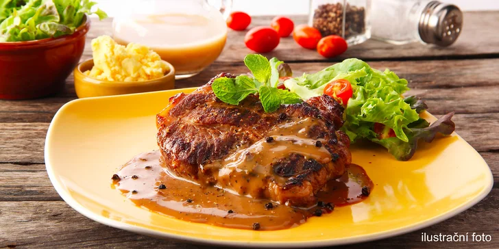 Porce plná možností: steak, příloha i omáčka podle výběru pro dvě osoby