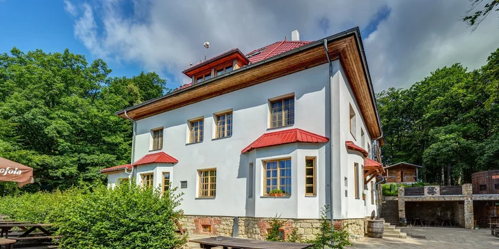 Rodinná pohoda ve srubových chatkách Bunč s wellness a polopenzí