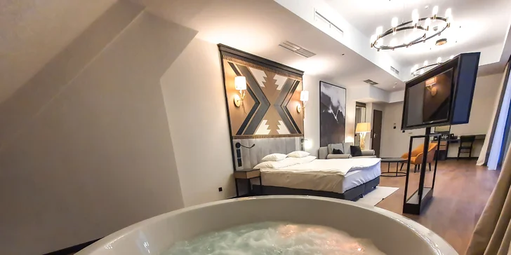 Apartmán Executive nabízí vířivku přímo na pokoji.