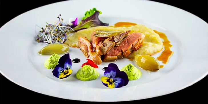 5chodové menu: kačeří prsíčka na vanilce, třeboňský pstruh i hruškový koláč