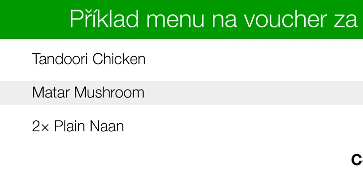 Otevřený voucher na konzumaci jídla v indické restauraci: 500 a 1000 Kč