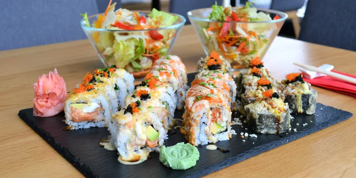 24, 32, 40 nebo 48 ks sushi s tuňákem, lososem, krevetami i kaviárem