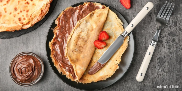 Sladká i slaná palačinka a ovocná limonáda: jahodová, borůvková i limetková