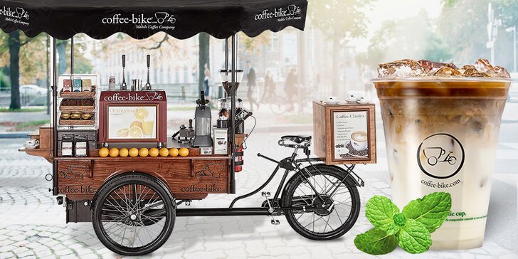Osvěžení z mobilní kavárny Coffee-bike: 2× ledové macchiato s mátou