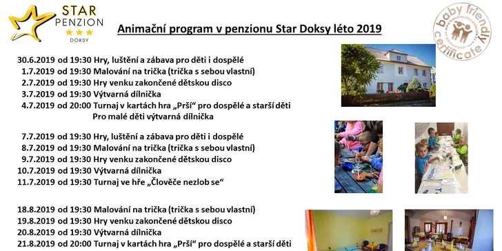 Rodinná dovolená na Mácháči: polopenze a animační programy pro děti