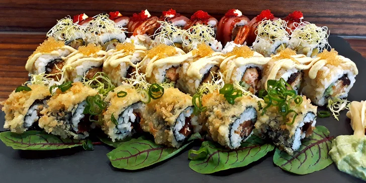 32 kousků sushi pro milovníky Asie: losos, tuňák, krevety i houbičky shitake