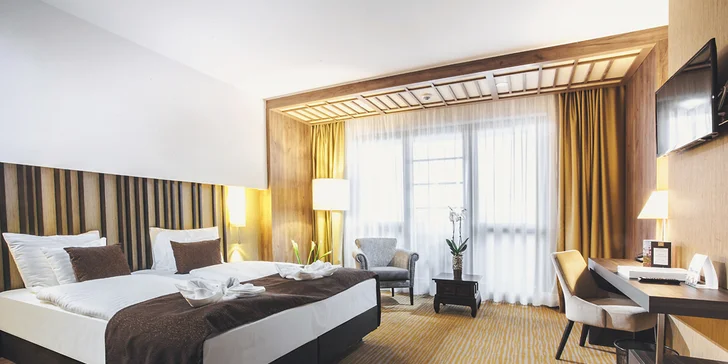 K vybavení patří LCD TV, Wi-Fi, telefon i minibar. Takto vypadá pokoj Premium. 