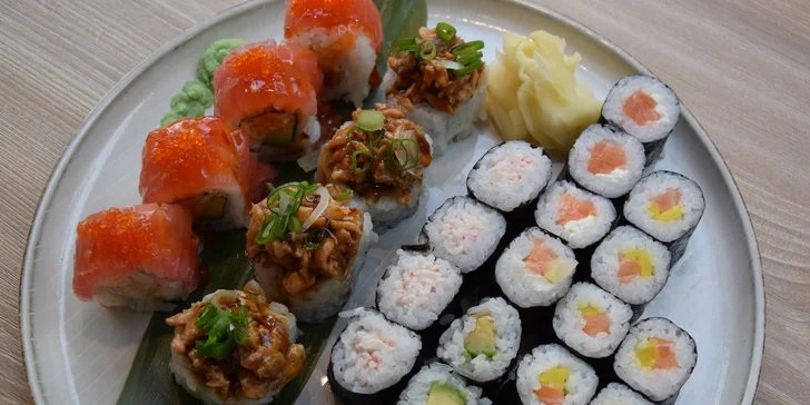 Na sushi do pasáže Alfa: 28 kousků s lososem, krabím krémem i avokádem