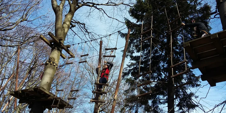 Adrenalinový minitábor pro děti v parku Jedlová v Lužických horách