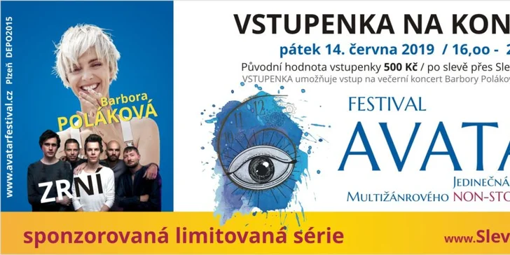 Vstupenka na koncert Barbory Polákové a skupiny Zrní na Festivalu AVATAR