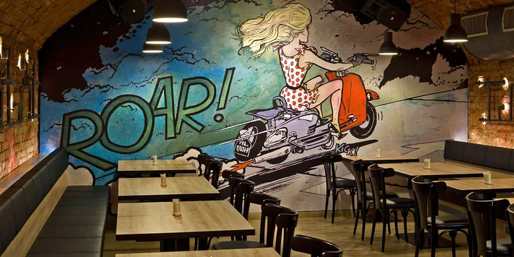 Pizza podle výběru, caesar salát nebo oboje v restauraci Ratejna v centru Brna