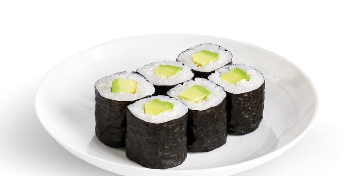 Sushi sety: 26 vegetariánských rolek, 16 s lososem nebo 32 ks maki