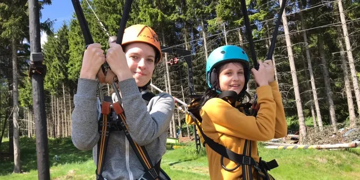 Adrenalinový minitábor pro děti v parku Jedlová v Lužických horách