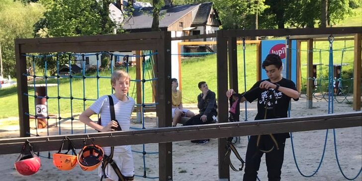 Adrenalinový minitábor pro děti v parku Jedlová v Lužických horách