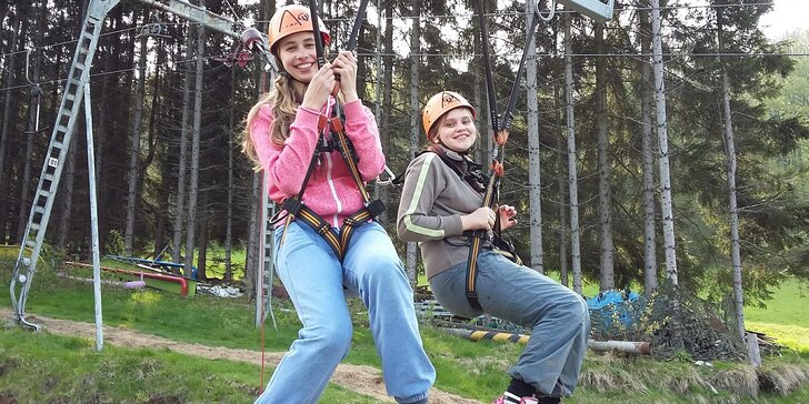 Adrenalinový minitábor pro děti v parku Jedlová v Lužických horách