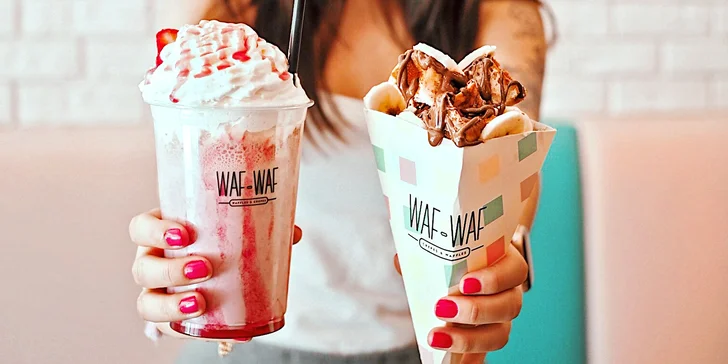 Milkshake a vafle s nutelou a banánem pro 1 nebo 2 osoby