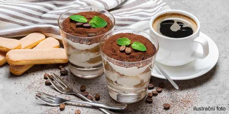 Tiramisu a káva dle výběru pro jednoho i pro dva ve Štruncových sadech