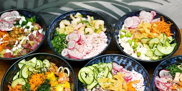 Ochutnejte Havaj na Letné: poke bowl s sebou pro 1 či 2 osoby, výběr z 5 druhů
