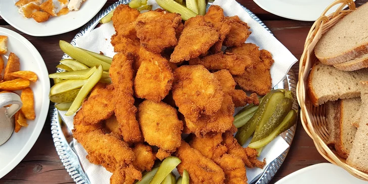 1 nebo 2 kg šťavnatých řízků podle chuti: kuřecí, vepřové nebo mix v restauraci Pod Jasanem
