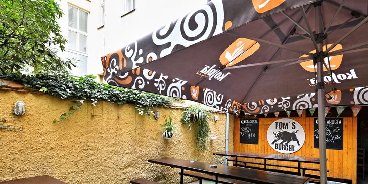 Burgerové menu od Toma s hranolky a pivem pro 1 nebo 2 osoby