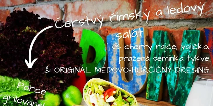 Tortilla či salát dle výběru: halloumi, hovězí nebo avokádo s kuřecím masem