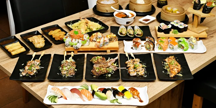 Asijská hostina: sushi and grill all you can eat pro dospělé i děti