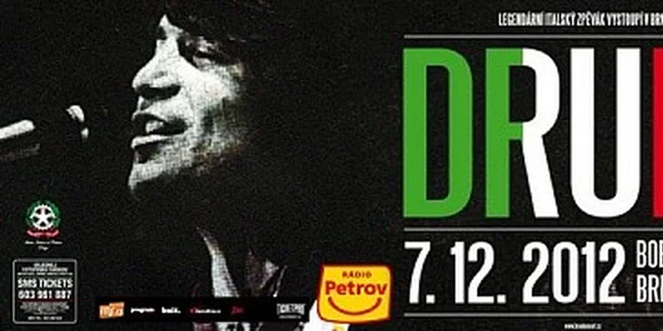 Vstupenka na stání na koncert italského zpěváka Drupiho v Brně