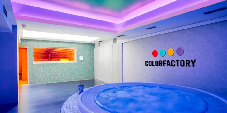 Ve wellness je sauna, vířivka a pára.