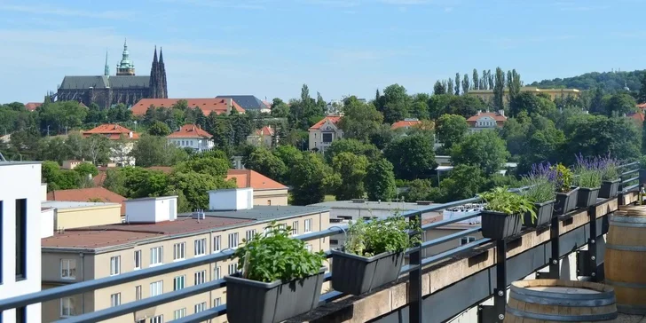  Ze slunné terasy uvidíte Pražský hrad.