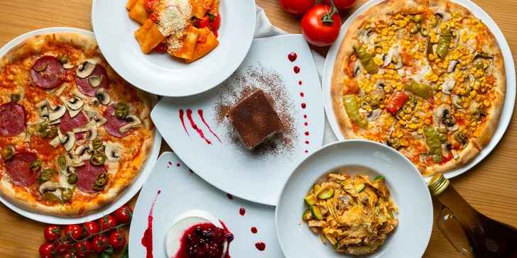 Menu pre 2 osoby: Cestoviny alebo pizza s dezertom v Trattoria La Famiglia