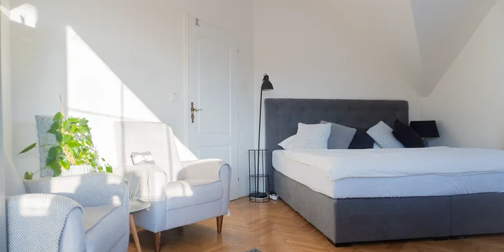 Apartmán je vybaveny kuchyňským koutem s nádobím, elektrickým vařičem, varnou konvicí, lednicí, mikrovlnou troubou, kávovarem a televizorem.