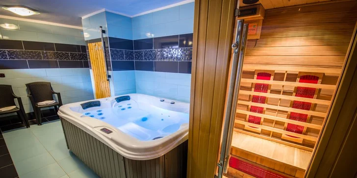 Za příplatek si užijete relax ve wellness centru s vířivkou a saunou. Zamluvte si ho den předem. 