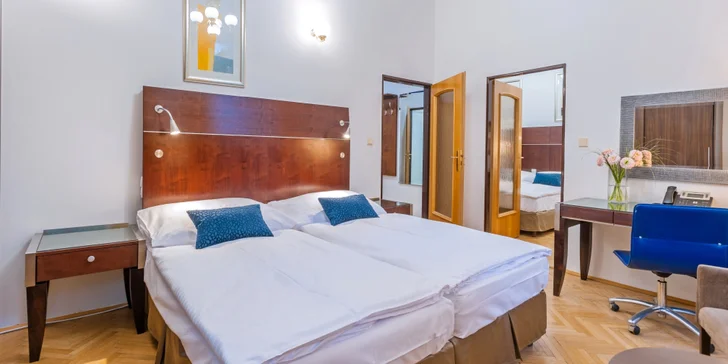V hotelu Metropol vám připraví dvoulůžkový nebo rodinný pokoj. 